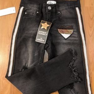 Jordache black embellished girls jeans 7